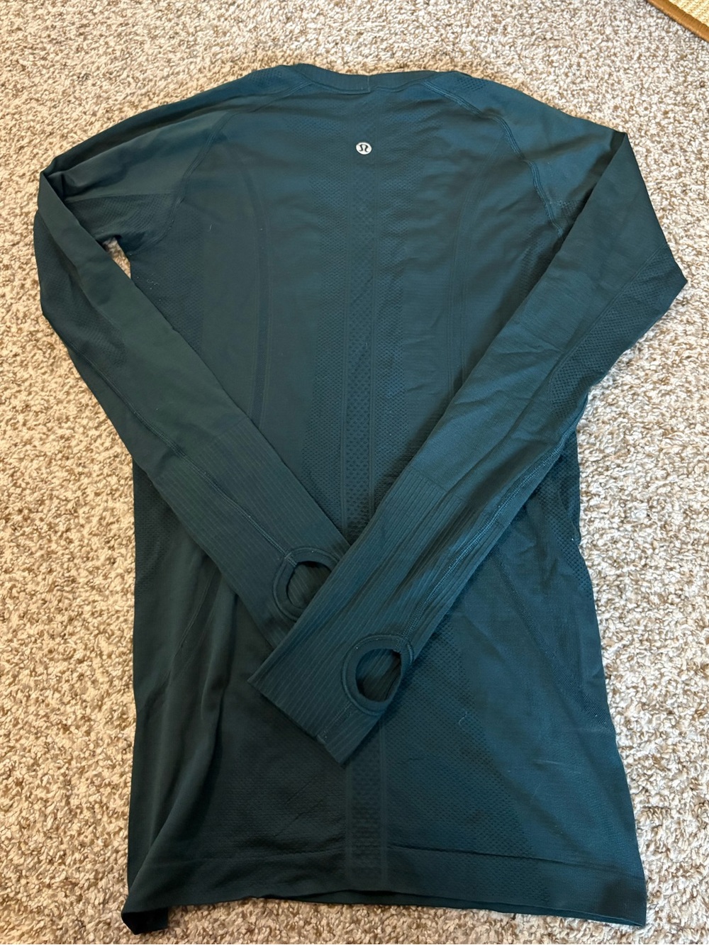 lululemon athletica women’s Long-Sleeve Performance Top in Deep Teal Green